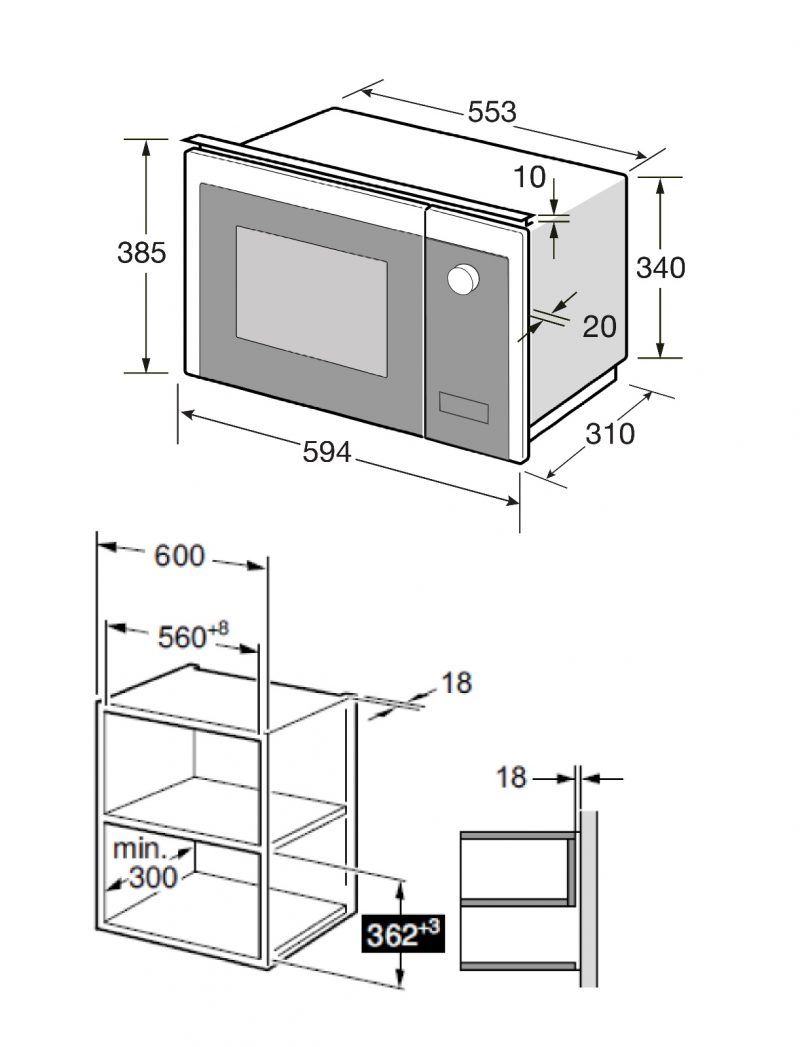 CRISTAL C20L-800B Built-in Microwave Oven